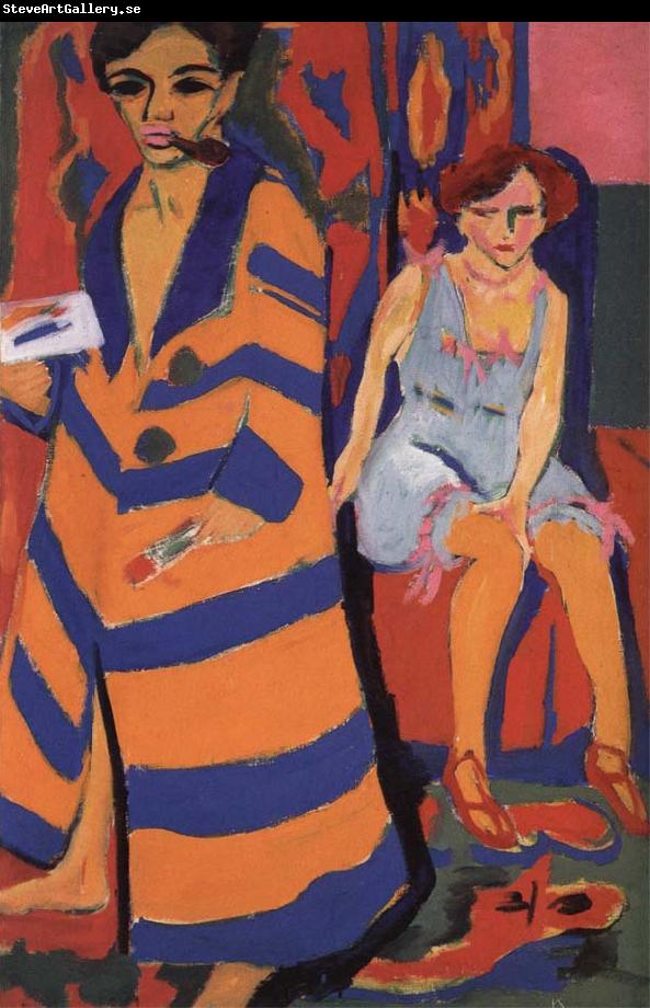 Ernst Ludwig Kirchner Self-Portrait with Model